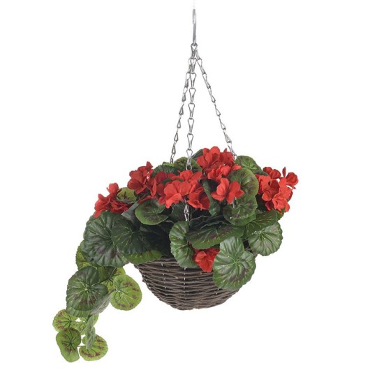 Artificial Hanging Basket Artificial Geraniums